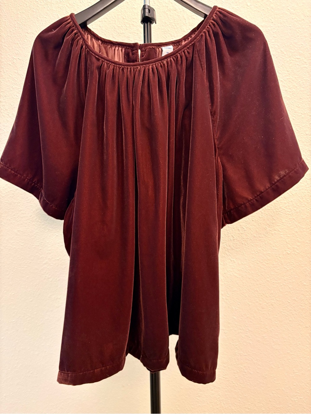 Old Navy Dark Burgundy Velvet Peasant Blouse